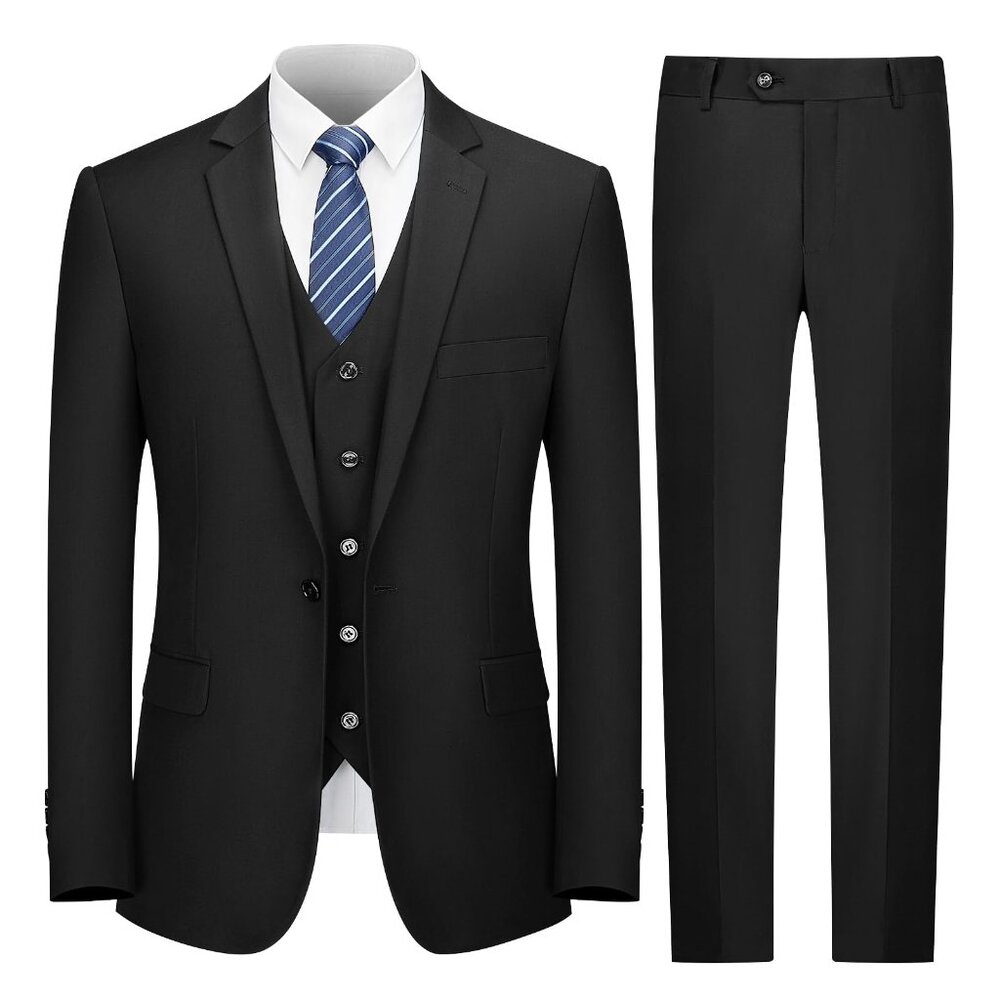 Cooper & Nelson Men's Suit Slim Fit, 3 Piece Suits for Men 4XL